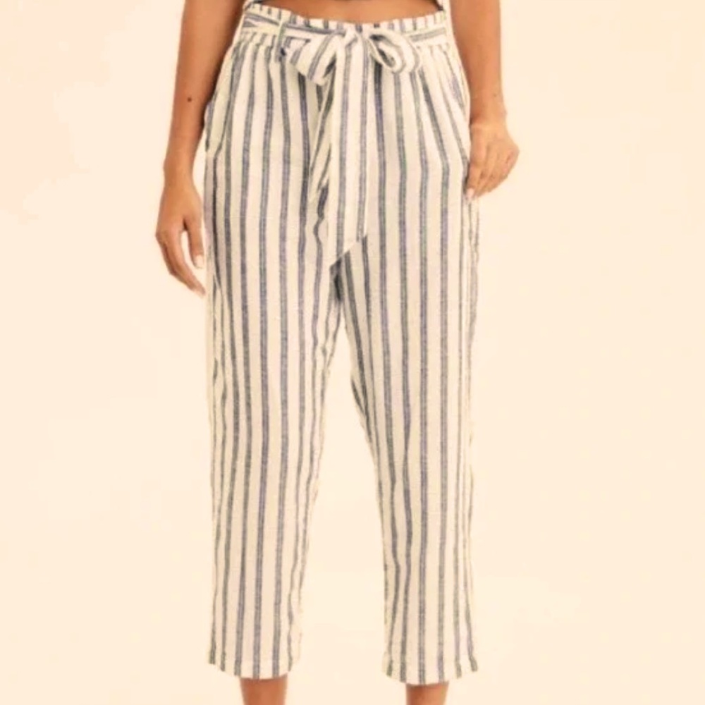 Beach linen pants with tie